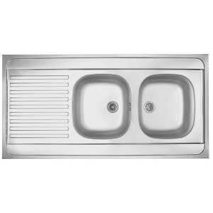 Évier à poser inox 2 cuves et 1 égouttoir