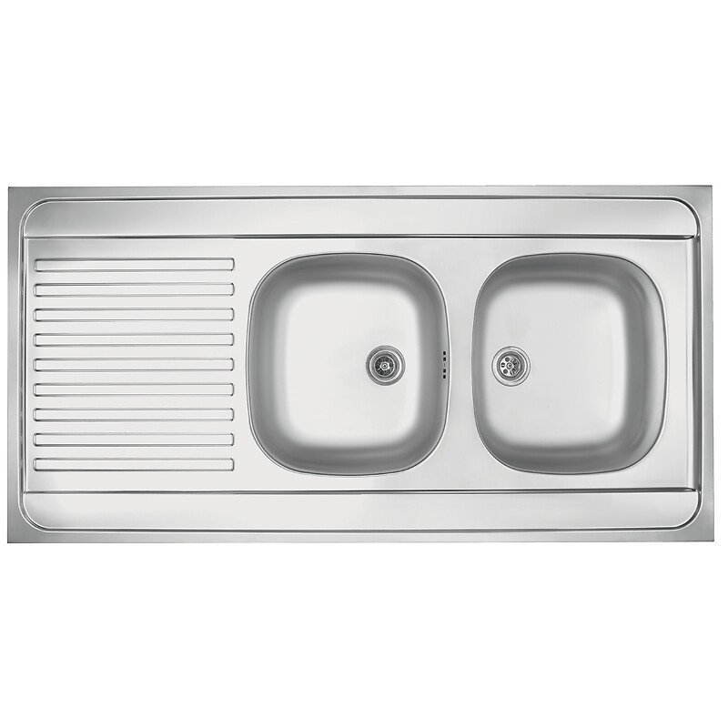 Évier à poser inox 2 cuves et 1 égouttoir