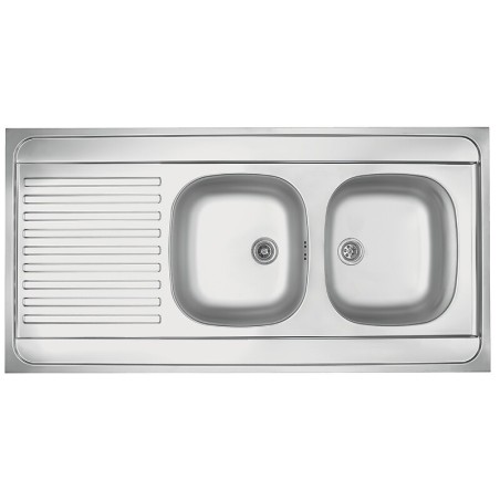 Évier à poser inox 2 cuves et 1 égouttoir