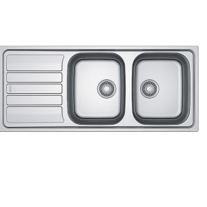 Évier à encaster inox 2 cuves et 1 égouttoir - 1160 x 500 mm