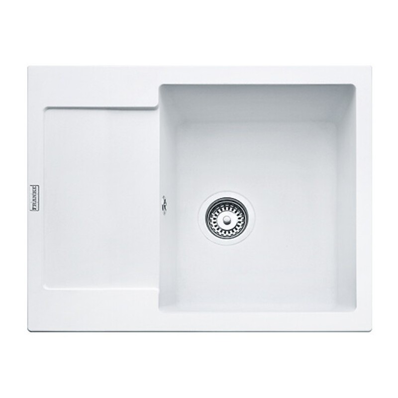 Évier 620x500mm 1 cuve et 1 égouttoir en 3 finitions blanc