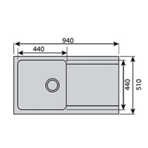 Évier de synthèse 1 cuve + 1 égouttoir 940 mm