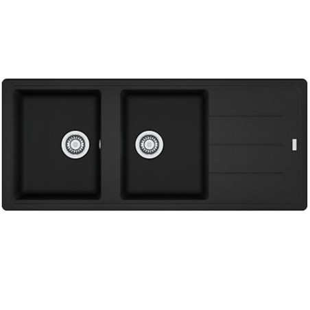 Evier 1160x500mm 2 cuves + 1 égouttoir en résine noir