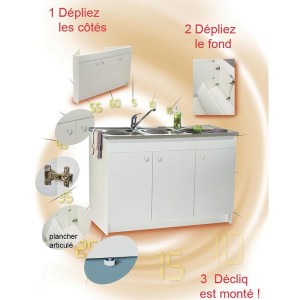 Meuble sous évier 120x60 avec 2 ou 3 portes