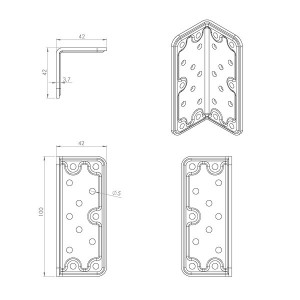 Équerre d'assemblage 100mm noire ou blanche