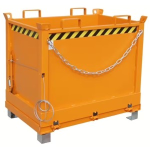 Benne sur pieds à fond ouvrant de 500 à 2000 litres orange