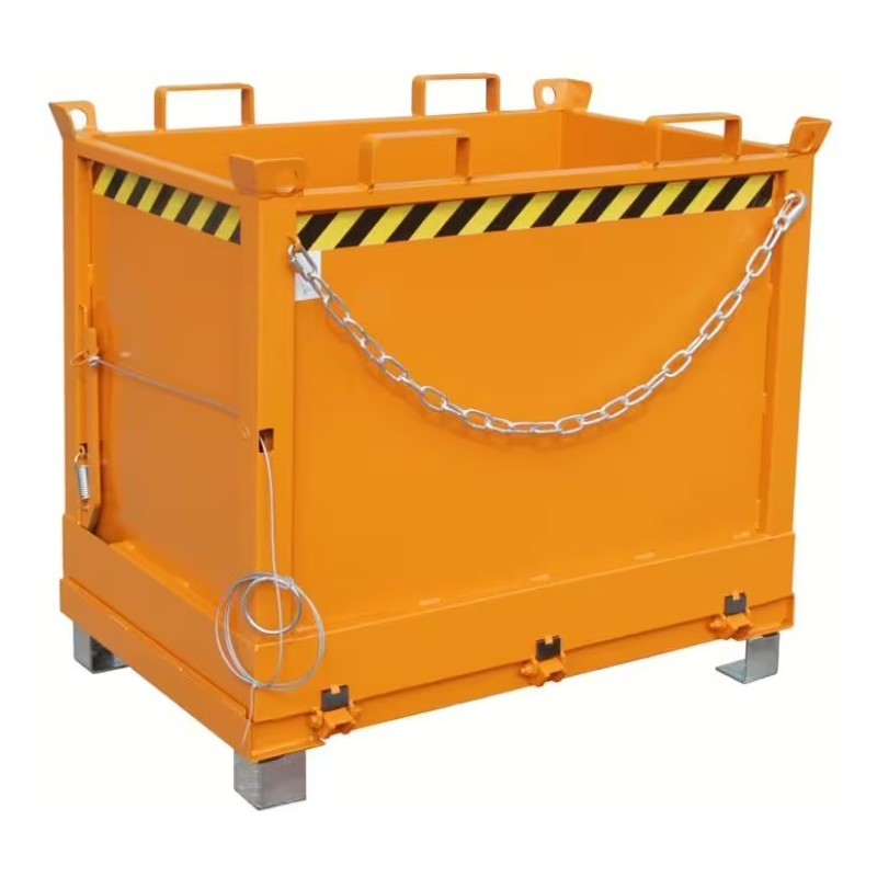 Benne sur pieds à fond ouvrant de 500 à 2000 litres orange