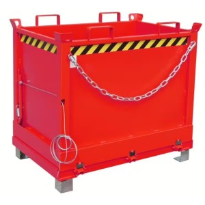 Benne sur pieds à fond ouvrant de 500 à 2000 litres rouge