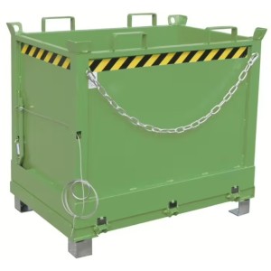 Benne sur pieds à fond ouvrant de 500 à 2000 litres vert
