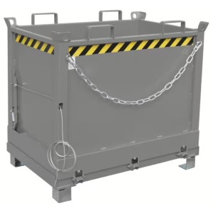 Benne sur pieds à fond ouvrant de 500 à 2000 litres gris