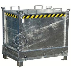 Benne sur pieds à fond ouvrant de 500 à 2000 litres galva