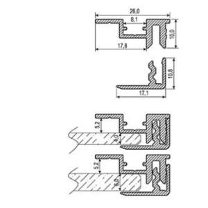 Profil double permettant la pose d'un miroir