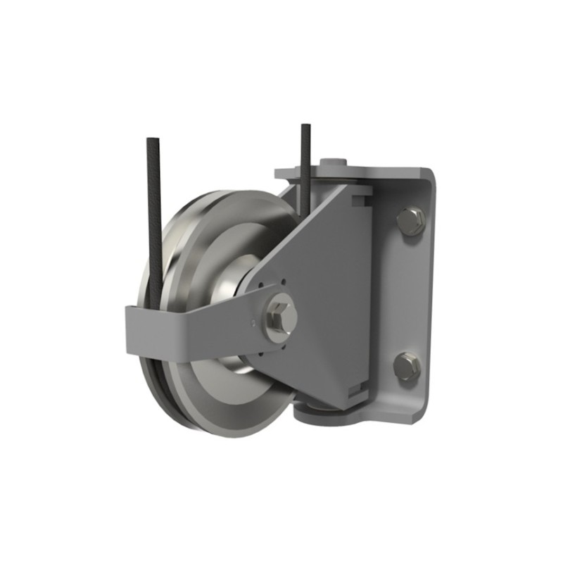 Poulies de renvoi articulées avec chapes en équerre pour câble 6 à 16 mm