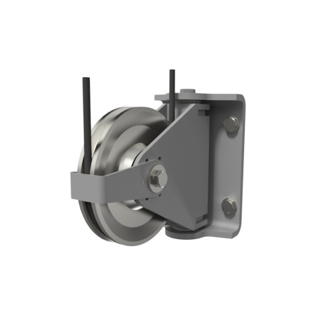 Poulies de renvoi articulées avec chapes en équerre pour câble 6 à 16 mm