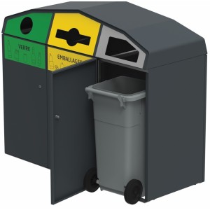 Point de tri avec 3 bacs roulants Trirok - Rossignol