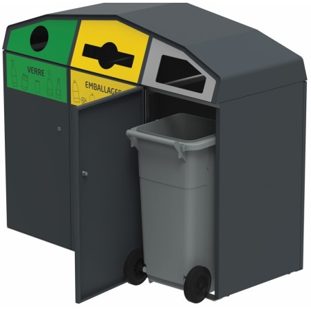 Point de tri avec 3 bacs roulants Trirok - Rossignol