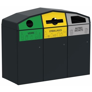 Point de tri avec 3 bacs roulants Trirok - Rossignol