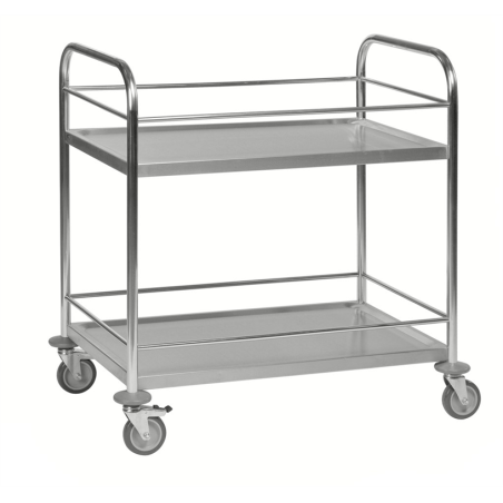 Chariot inox 2 tablettes de 825 x 500 mm