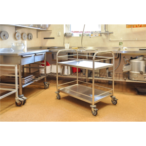 Chariot inox 2 tablettes de 825 x 500 mm