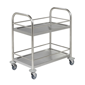 Chariot inox 2 tablettes adapté aux jardins d'enfants