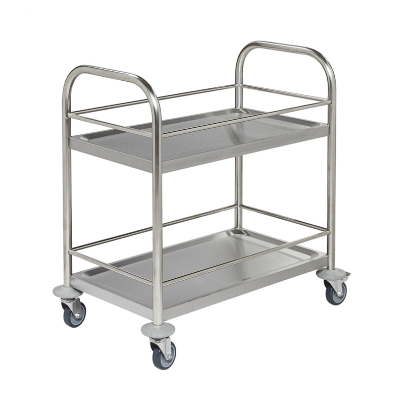 Chariot inox 2 tablettes adapté aux jardins d'enfants