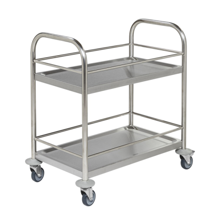 Chariot inox 2 tablettes adapté aux jardins d'enfants