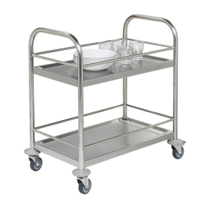 Chariot inox 2 tablettes adapté aux jardins d'enfants