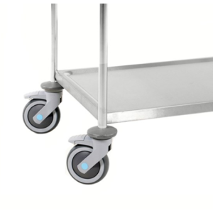 Chariot inox 2 tablettes avec 4 roues pivotantes