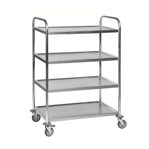 Grand chariot inox avec 4 tablettes