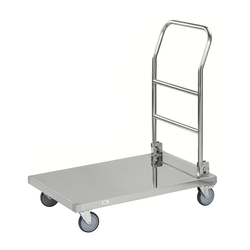 Chariot inox à dossier rabattable 820 x 520 mm