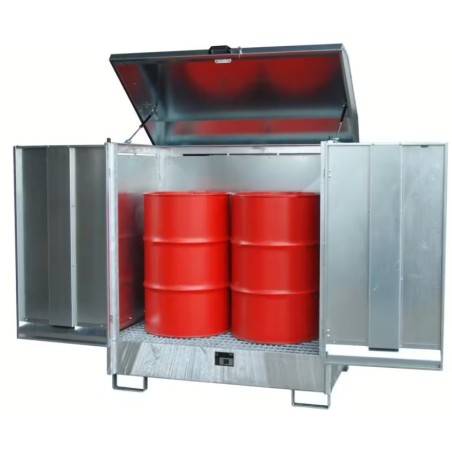 Armoire galva marchandises dangereuses pour 2 fûts de 200L