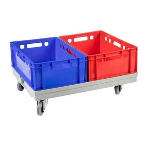 Chariot industriel avec rebords pour bacs