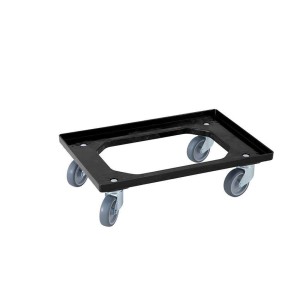 Chariot de transport industrie - 4 roues pivotantes en caoutchouc - Noir