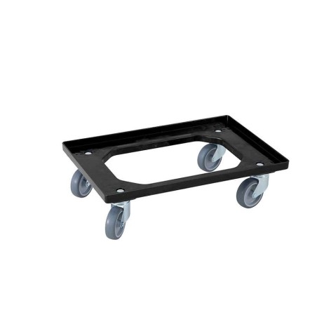 Chariot de transport industrie - 4 roues pivotantes en caoutchouc - Noir