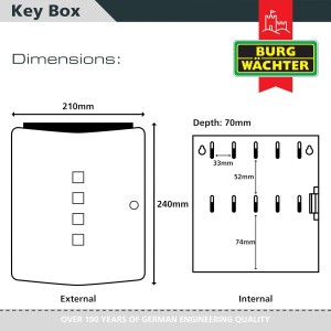 Armoire à Clés, 10 Crochets, Acier Inoxydable, Fermeture Magnétique Armoire à Clés, 10 Crochets, Acier Inoxydable, Fermeture Magnétique