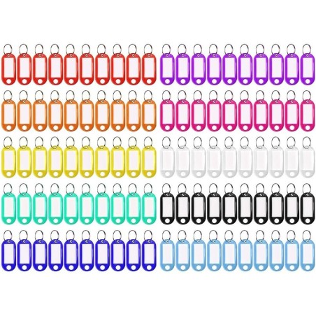 Lot de 100 Porte-clé à Etiquette, 10 Couleurs
