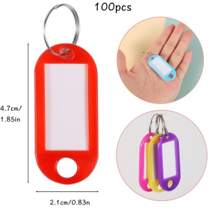 Lot de 100 Porte-clé à Etiquette, 10 Couleurs Lot de 100 Porte-clé à Etiquette, 10 Couleurs