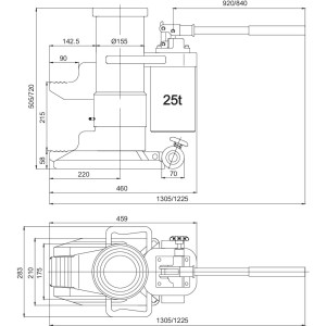 Cric 25T à patte hydraulique