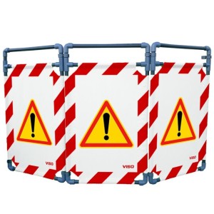 Barrière de sécurité paravent PVC avec 3 vantaux - logo danger - rouge et blanc