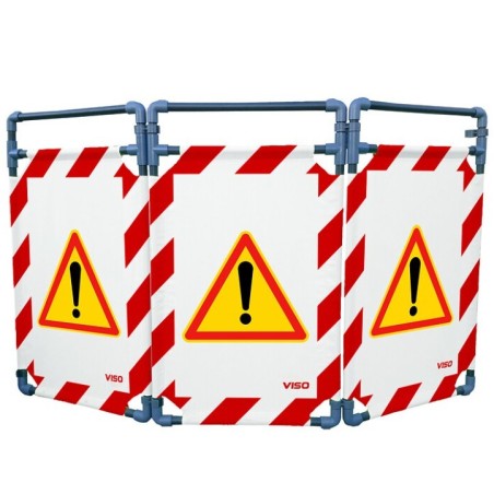 Barrière de sécurité paravent PVC avec 3 vantaux - logo danger - rouge et blanc