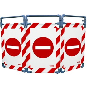 Barrière de sécurité paravent PVC avec 3 vantaux - logo sens interdit hauteur 1000 mm