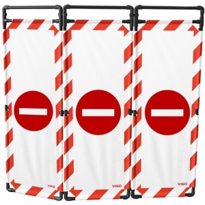 Barrière de sécurité paravent PVC avec 3 vantaux - logo sens interdit hauteur 1000 mm
