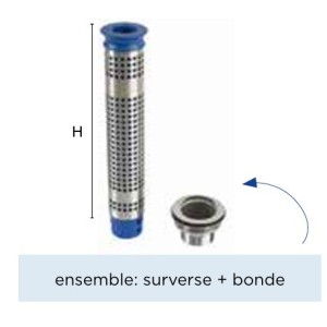 Ensemble surverse perforée avec tube et bonde crépine 1'1/2 - AISI304