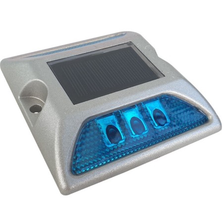 Plot solaire 3 LED par coté à fixer ou à coller bleu