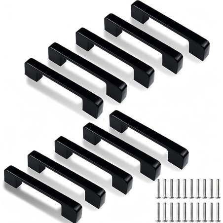 10 Poignées de Placard inox 133 mm - Noir