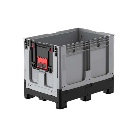 Caisse palette 1200x800x953mm repliable avec 4 pieds et porte battante sur 1 côté court