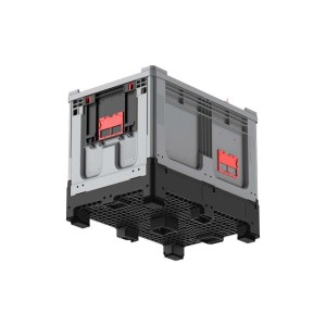 Caisse palette 1200x800x953mm repliable avec 4 pieds et porte battante sur 1 côté court