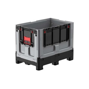 Caisse palette 1200x800x953mm repliable 4 pieds avec porte battante sur les 2 côtés