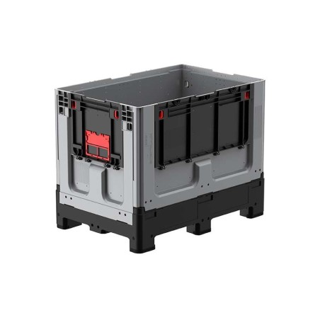 Caisse palette 1200x800x953mm repliable 4 pieds avec porte battante sur les 2 côtés