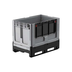 Caisse palette 1200x800x958mm repliable 2 semelles avec porte battante côté long